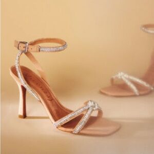 Vincenza Anthropologie sparkly strappy nude heel - Deena Crystal heel